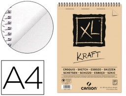 Bloc dibujo Canson XL Kraft A4 espiral kraft rayado beige  60h 90g/m²